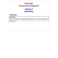 Probability and Statistics Reliability-BMAT202L