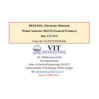 Module 6 Semiconductor nanomaterials, Electronic Materials - BEEE201L