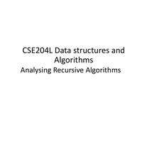 Analysing recursive functions, recurrences Data Structures and Algorithms-BCSE202L
